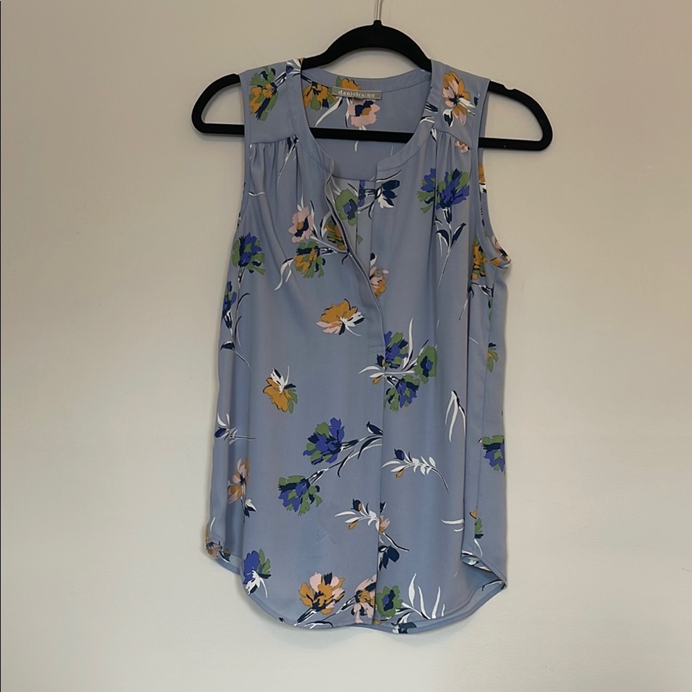 Blue Floral Sleeveless Top